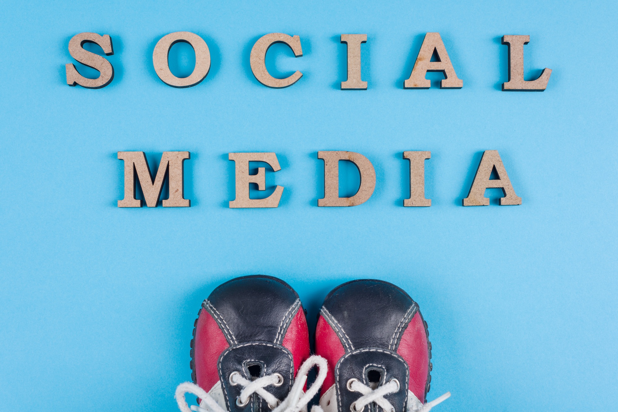 Text social media abstract wooden letters.